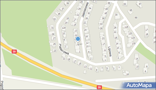 Brzeg, Jaśminowa, 5, mapa Brzeg