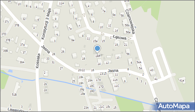 Brzesko, Jasna, 14A, mapa Brzesko