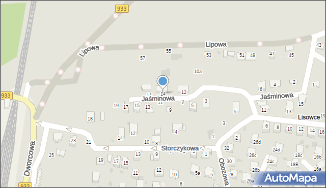 Brzeszcze, Jaśminowa, 14, mapa Brzeszcze