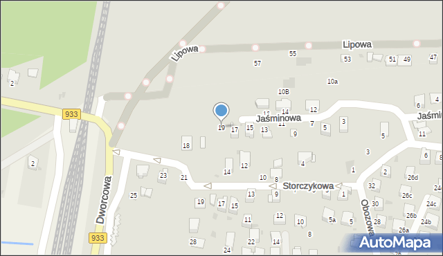 Brzeszcze, Jaśminowa, 19, mapa Brzeszcze