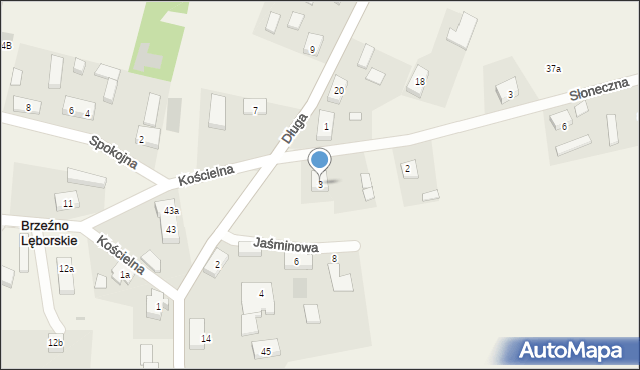 Brzeźno Lęborskie, Jaśminowa, 3, mapa Brzeźno Lęborskie