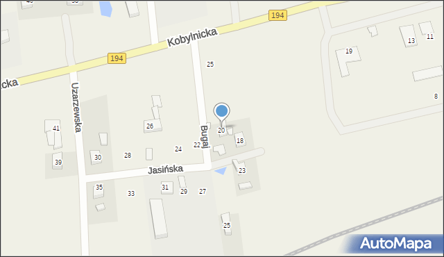 Bugaj, Jasińska, 20, mapa Bugaj