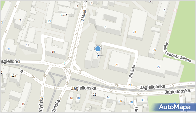 Bydgoszcz, Jagiellońska, 17, mapa Bydgoszczy