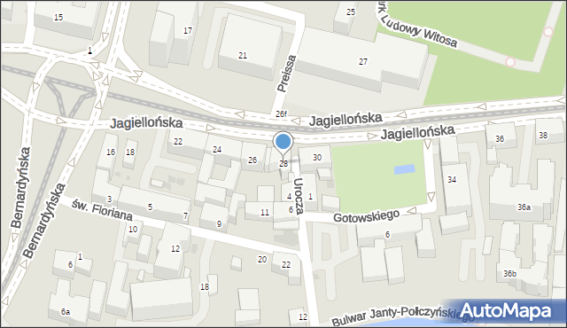 Bydgoszcz, Jagiellońska, 28, mapa Bydgoszczy