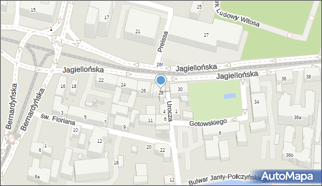 Bydgoszcz, Jagiellońska, 28, mapa Bydgoszczy