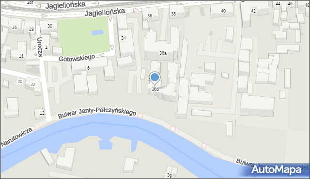 Bydgoszcz, Jagiellońska, 36b, mapa Bydgoszczy