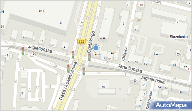 Bydgoszcz, Jagiellońska, 51, mapa Bydgoszczy