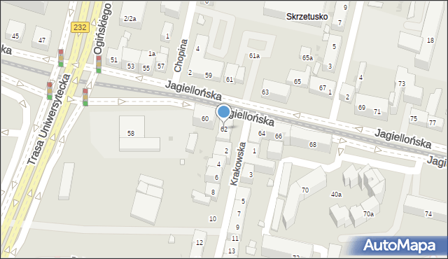 Bydgoszcz, Jagiellońska, 62, mapa Bydgoszczy