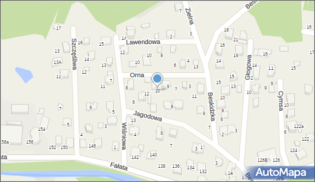 Bystra, Jagodowa, 10, mapa Bystra