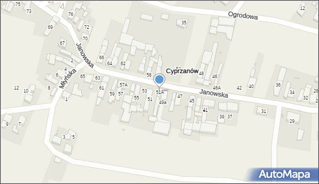 Cyprzanów, Janowska, 51A, mapa Cyprzanów