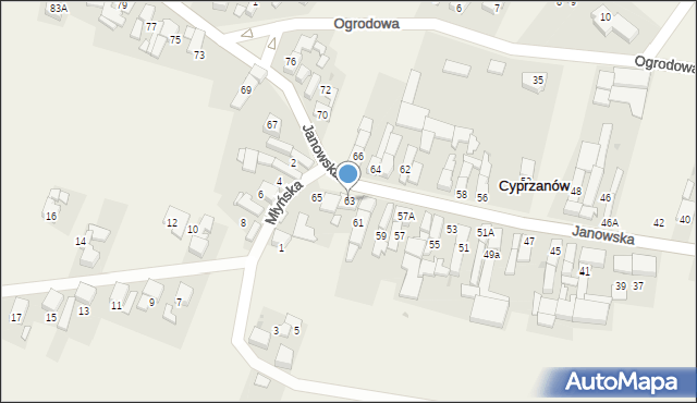 Cyprzanów, Janowska, 63, mapa Cyprzanów