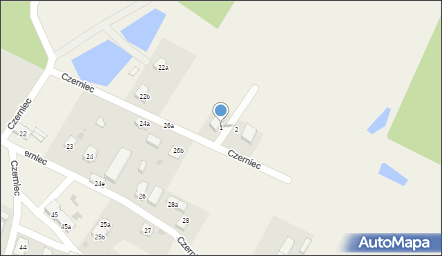 Czerniec, Jaśminowa, 1, mapa Czerniec