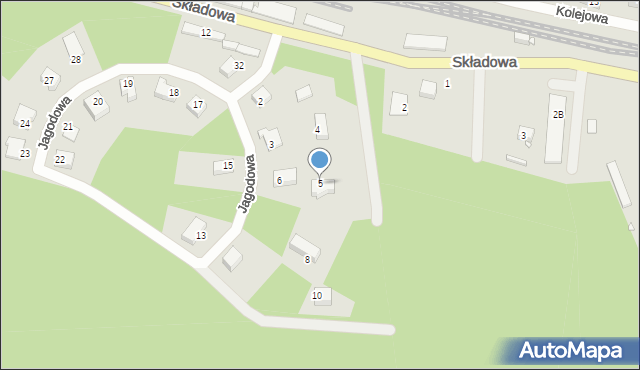 Czerwieńsk, Jagodowa, 5, mapa Czerwieńsk