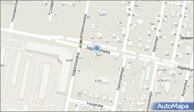 Częstochowa, Jagiellońska, 179, mapa Częstochowy