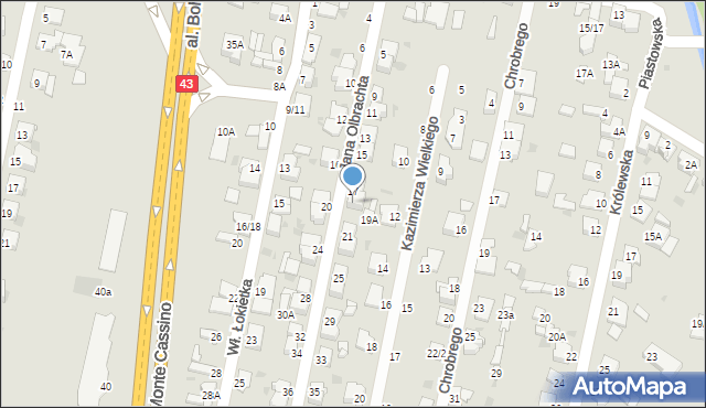 Częstochowa, Jana Olbrachta, 19, mapa Częstochowy