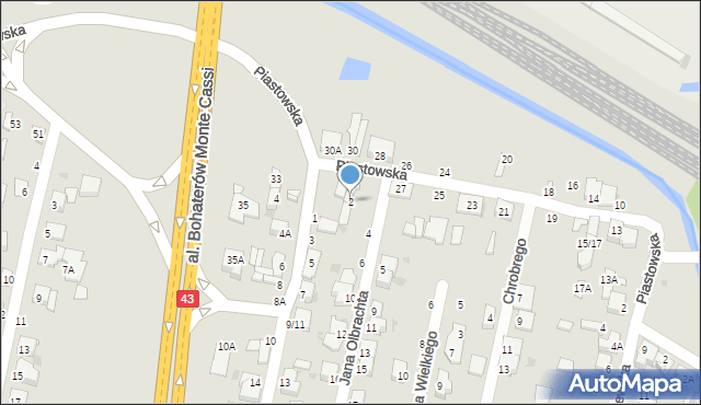 Częstochowa, Jana Olbrachta, 2, mapa Częstochowy