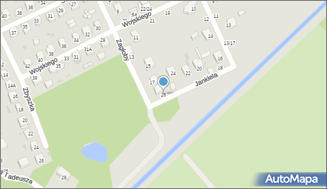 Częstochowa, Jankiela, 26, mapa Częstochowy