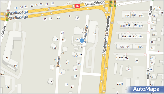 Częstochowa, Jasińskiego Jakuba, gen., 27, mapa Częstochowy