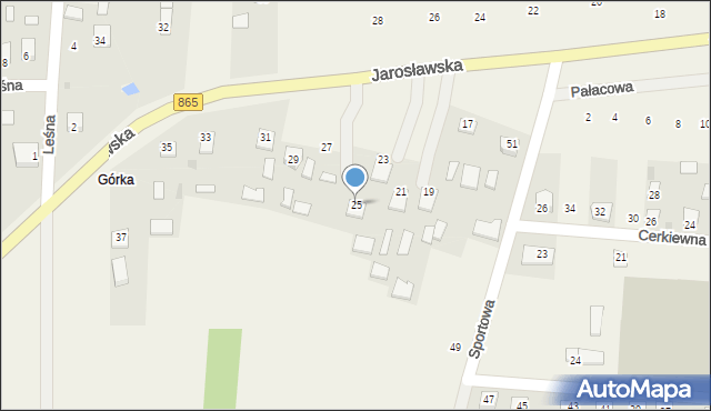 Dachnów, Jarosławska, 25, mapa Dachnów