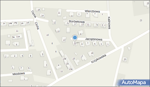 Dobrzykowice, Jarzębinowa, 11, mapa Dobrzykowice