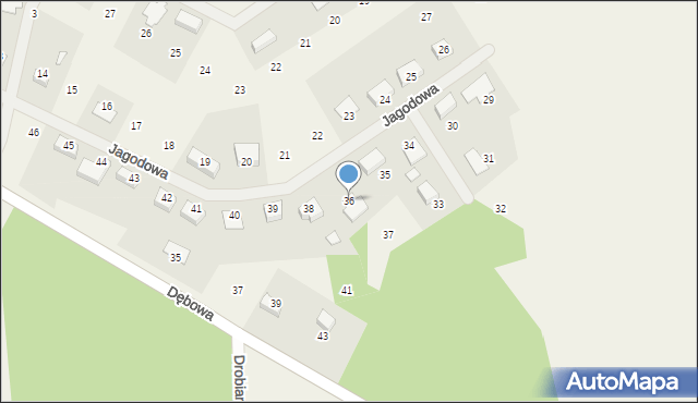 Droszków, Jagodowa, 36, mapa Droszków