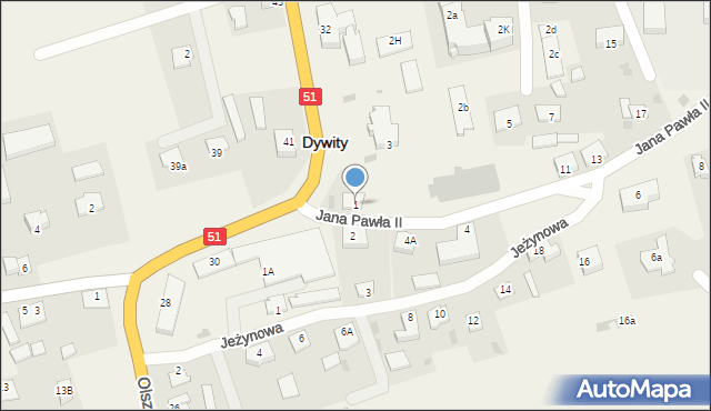 Dywity, Jana Pawła II, 1, mapa Dywity