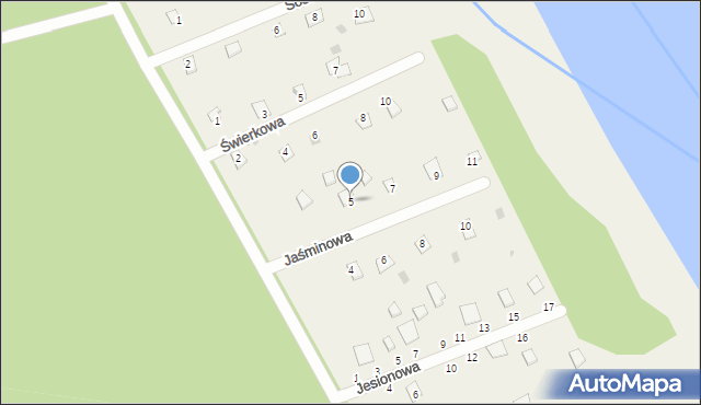 Dzbądz, Jaśminowa, 5, mapa Dzbądz