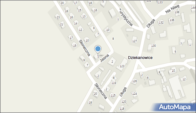 Dziekanowice, Jasna, 1, mapa Dziekanowice