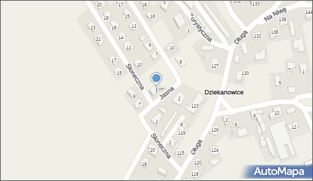 Dziekanowice, Jasna, 1, mapa Dziekanowice