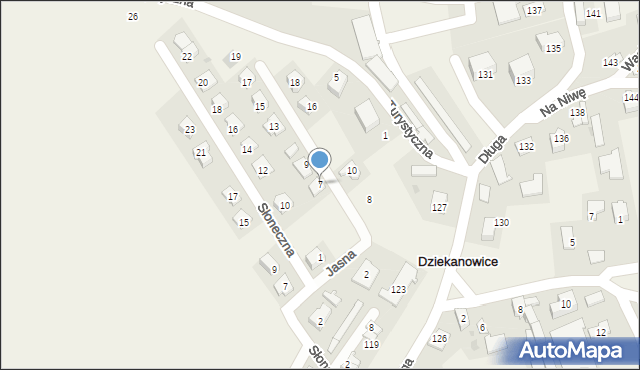 Dziekanowice, Jasna, 7, mapa Dziekanowice