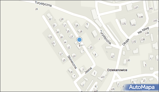 Dziekanowice, Jasna, 9, mapa Dziekanowice