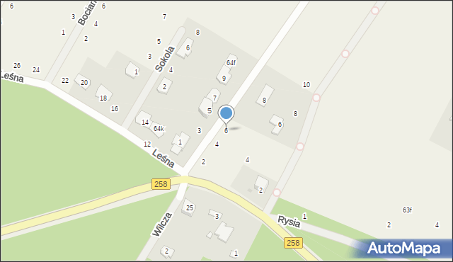 Dzikowo, Jastrzębia, 6, mapa Dzikowo