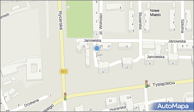 Elbląg, Janowska, 17, mapa Elbląga