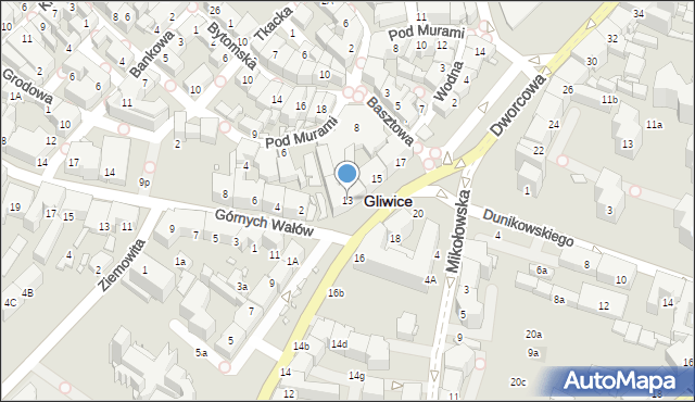 Gliwice, Jana Pawła II, 13, mapa Gliwic