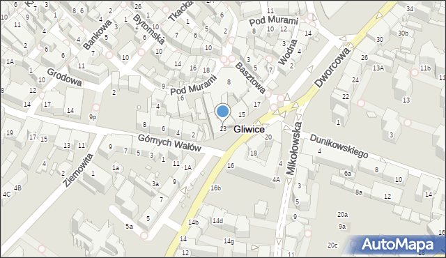 Gliwice, Jana Pawła II, 13, mapa Gliwic