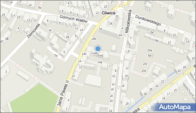 Gliwice, Jana Pawła II, 14f, mapa Gliwic