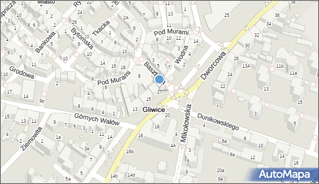 Gliwice, Jana Pawła II, 17, mapa Gliwic