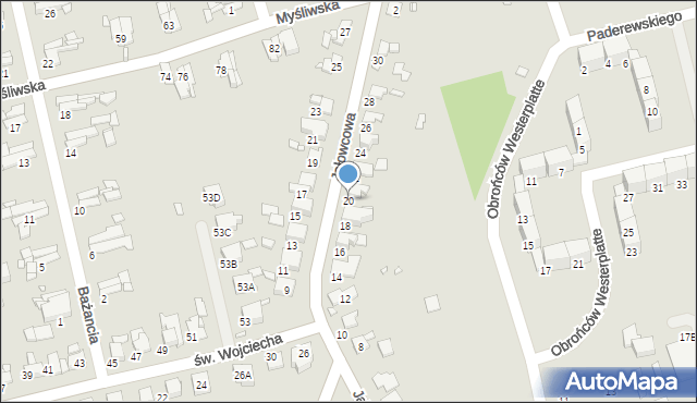 Gliwice, Jałowcowa, 20, mapa Gliwic