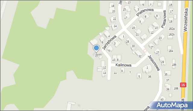 Gniezno, Jarzębowa, 10, mapa Gniezna