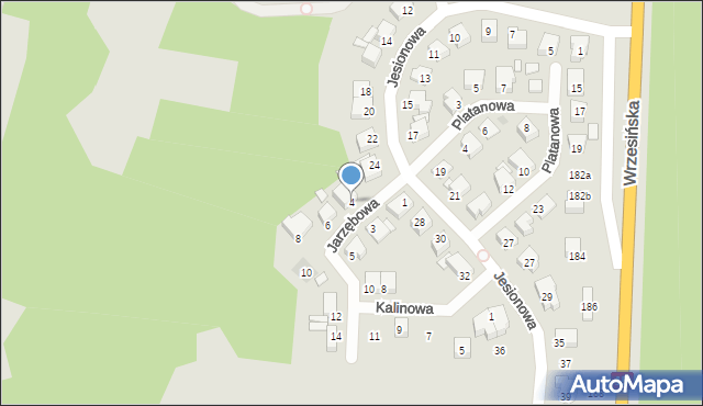 Gniezno, Jarzębowa, 4, mapa Gniezna