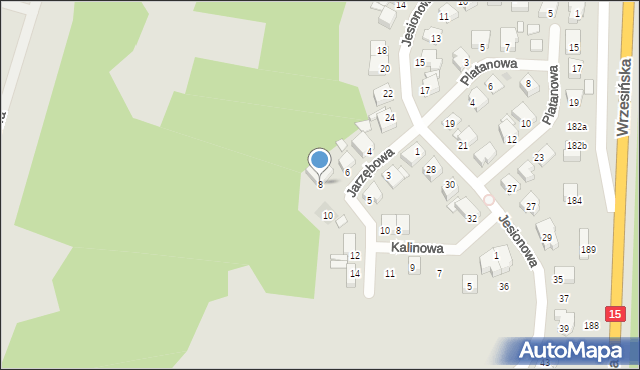 Gniezno, Jarzębowa, 8, mapa Gniezna