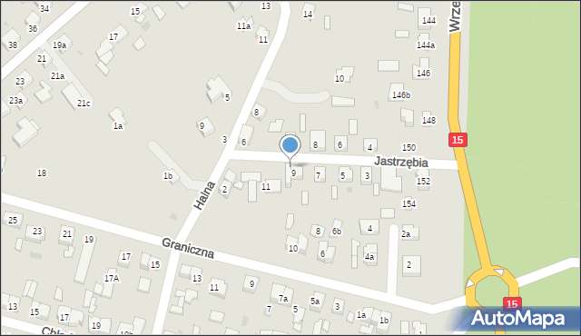 Gniezno, Jastrzębia, 9a, mapa Gniezna