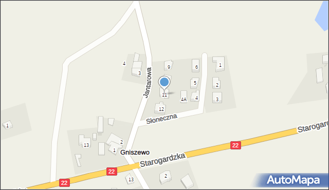 Gniszewo, Jantarowa, 11, mapa Gniszewo