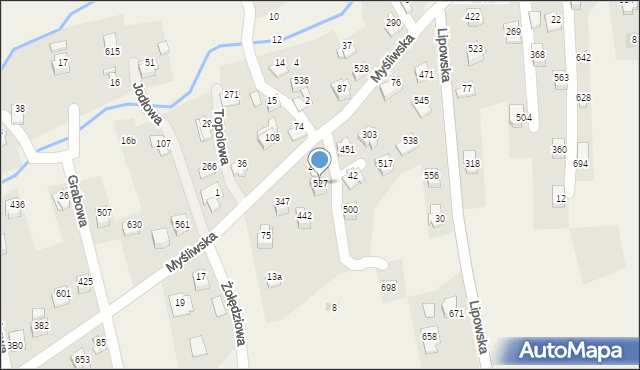 Godziszka, Jarzębinowa, 527, mapa Godziszka