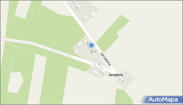 Grodzisko, Jarzębina, 9, mapa Grodzisko