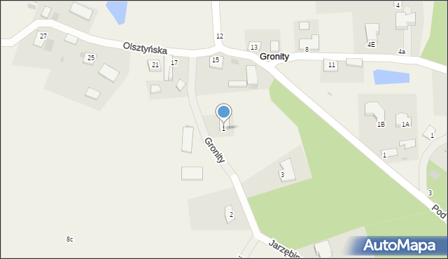 Gronity, Jarzębinowy Gaj, 1, mapa Gronity