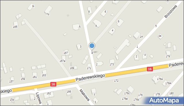 Grudziądz, Jaworowa, 4, mapa Grudziądza