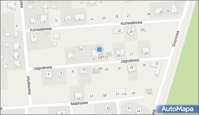 Grzybowo, Jagodowa, 11a, mapa Grzybowo