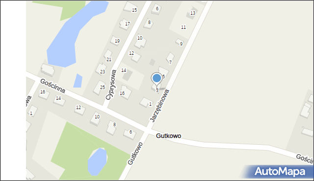 Gutkowo, Jarzębinowa, 3, mapa Gutkowo