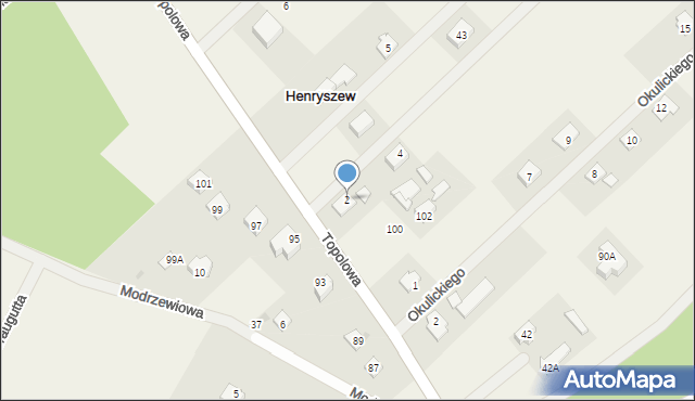 Henryszew, Jaśminowa, 2, mapa Henryszew